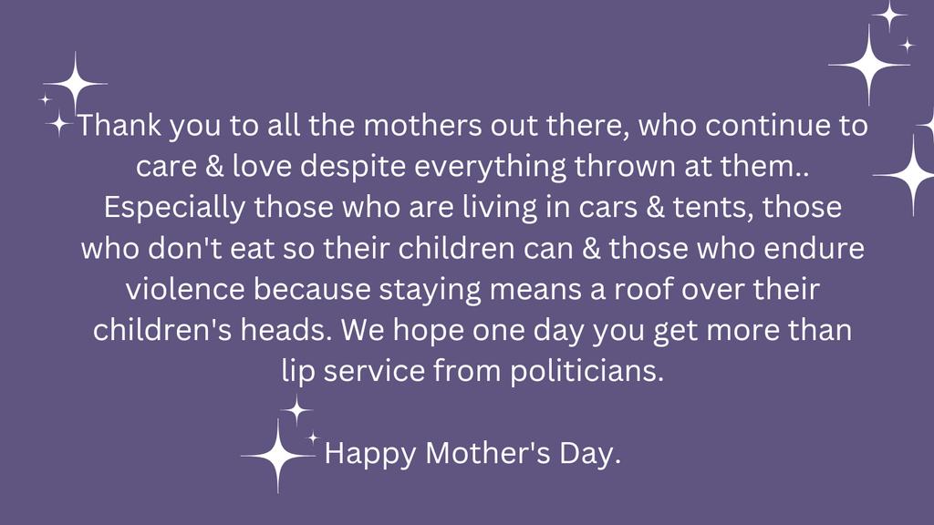 Many mothers can't wish for flowers for #MothersDay because it's hard to display them in the car/tent.
<a href="/JaneCaro/">Jane Caro</a> <a href="/lynlinking/">Lynie</a>