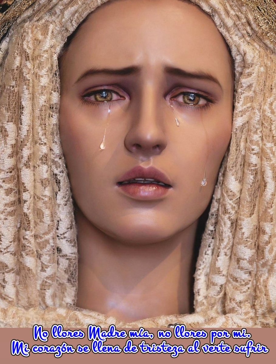 Las lágrimas de María quieren vencer la dureza de nuestro corazón, es un signo de amor por todos nosotros, es un llamamiento a la conversió

Toda mi sangre tu dolor reclama;
 ¡no quiero, madre, que te aflijas tanto,
 dame de tu enorme pena!
