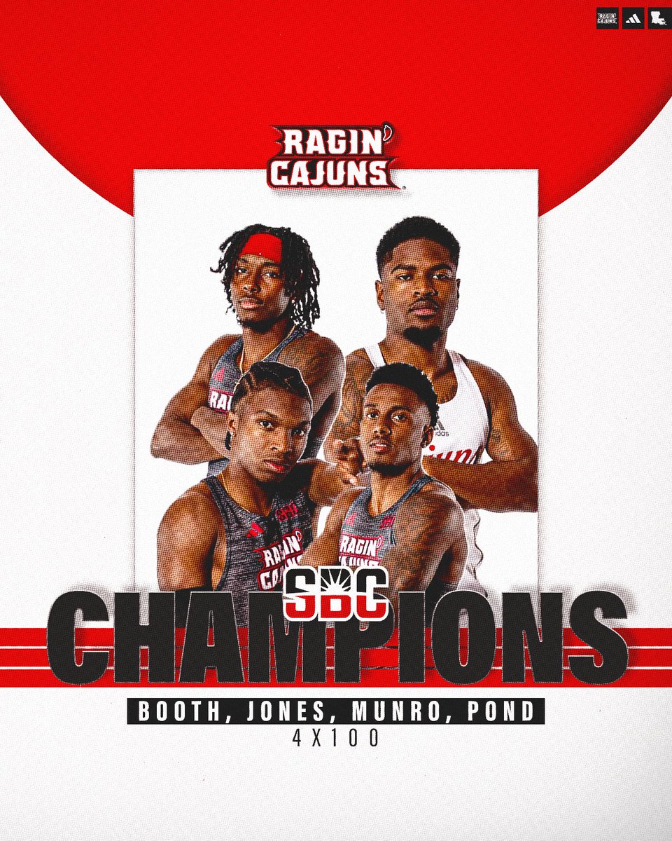 RaginCajunsTRK's tweet photo. 🏆𝐂𝐇𝐀𝐌𝐏𝐈𝐎𝐍𝐒🏆

✅ Facility Record 
✅ Meet Record

An all-time performance by the 4x100 team

#GeauxCajuns https://t.co/spjgZom2Xm