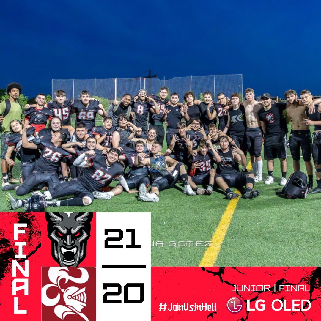 ¡CAMPEONES DE LA LIGA MADRILEÑA JUNIOR! 🏆 Enhorabuena a todos los demonios por su increíble y su lucha hasta el final del partido. 😈 #JoinUsInHell #LifesGood