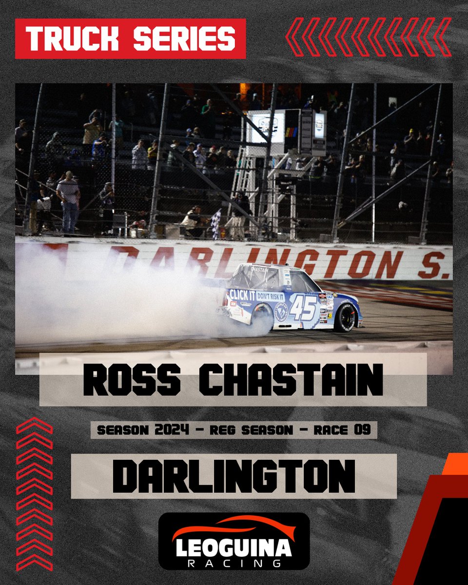 Ross Chastain vence em Darlington.

5° vitória na Truck Series;
1° em 2024;
1° em Darlington;

#NASCARcomLeoGuina #LeoGuinaRacing #NASCARnoBandSports #NASCARNews #NASCARupdates #NASCARRacing #NASCARResults #CupSeries #NCTS #TruckSeries #NASCARonFOX #NASCARonNBC #NASCAR