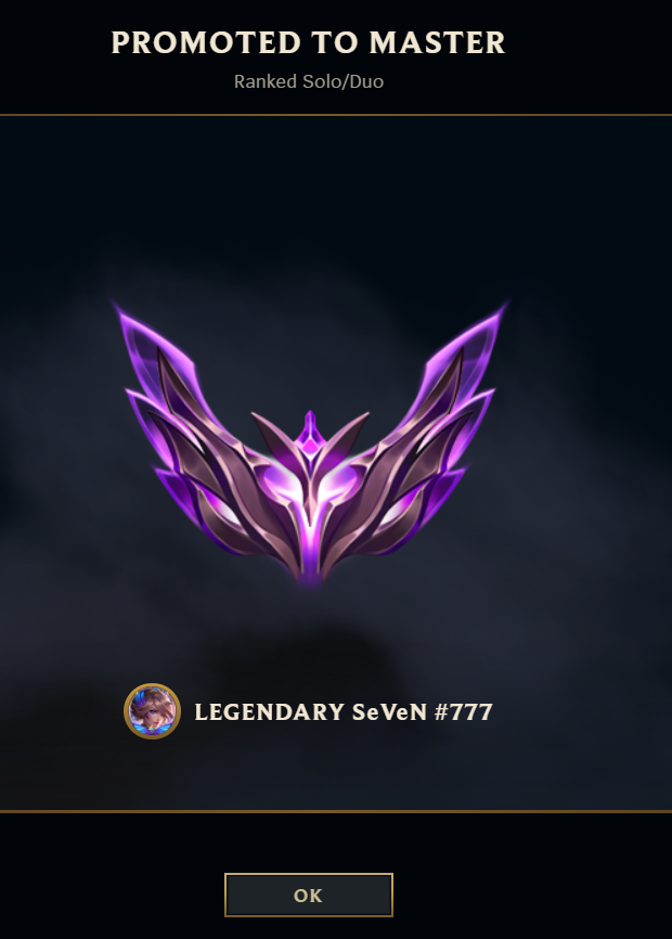 die ganze season kaum SoloQ gespielt noch schnell master rush vor season ende 🤪