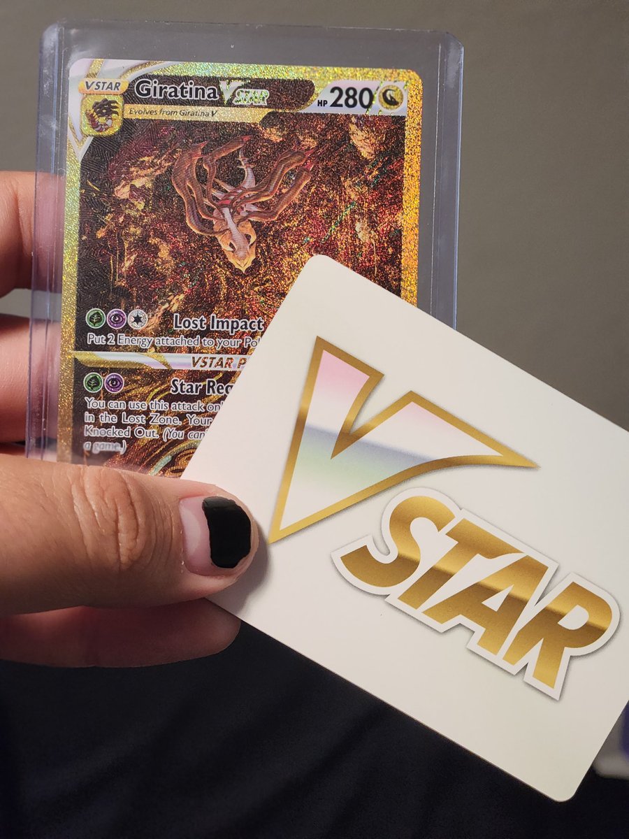 So, opened some more packs. There was a Giratina Vstar Gold in there worth $75 or whatever. 
But more importantly!!! GOT MY VCARD BACK BBY!!!