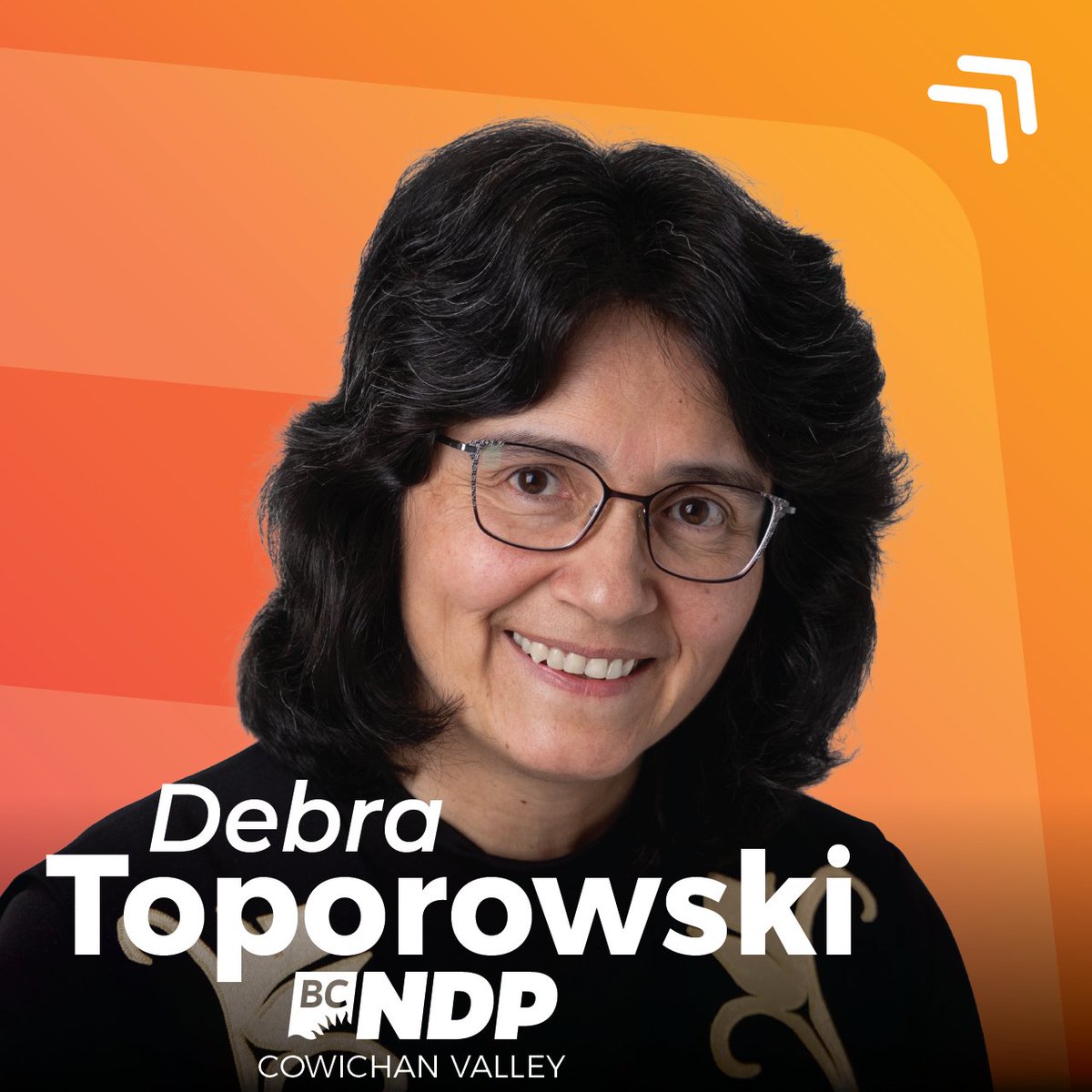 We're thrilled to welcome Debra Toporowski (Qwulti’stunaat) as our BC NDP candidate in Cowichan Valley. A member of the Cowichan nation, Debra is a two term elected councillor in the municipality of North Cowichan and a five time councillor of Cowichan Tribes. Welcome, Debra!
