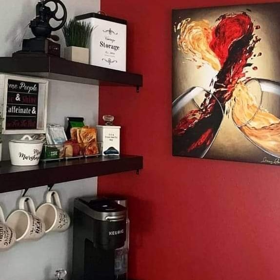 Client bought my #wine #art Distill My Blushing Heart for her home (find this #wineart in many sizes leannelainefineart.com) #wineartist #winetasting