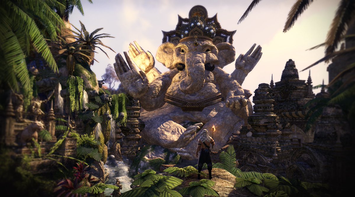So what did you do, #ESO #ESOFam folks, with the free house Sword-Singer’s Redoubt? I started to build something today. Still early WIP, but it's slowly turning into a Ganesha temple. What do you think? 🏰🐘#ESOHousing