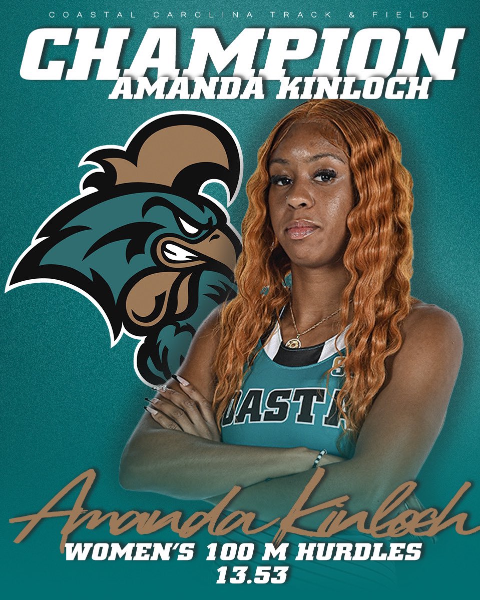 Your @SunBelt champion in the women’s 100-meter hurdles is Amanda Kinloch! #ChantsUp