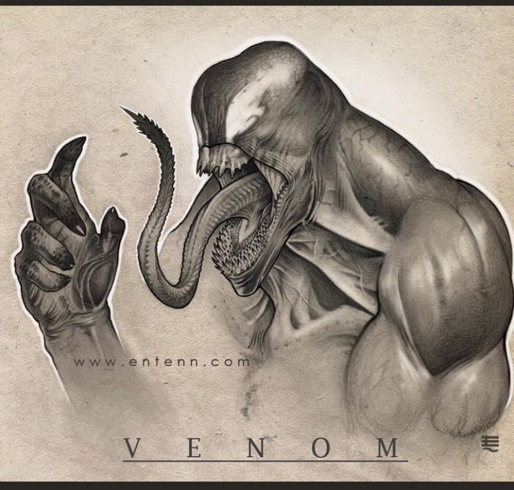 Oldie design of Venom from a few years ago. #venom #entenn #marvel #spiderman #venomcomics #creaturedesign #conceptart #alien #symbiote #tomhardy