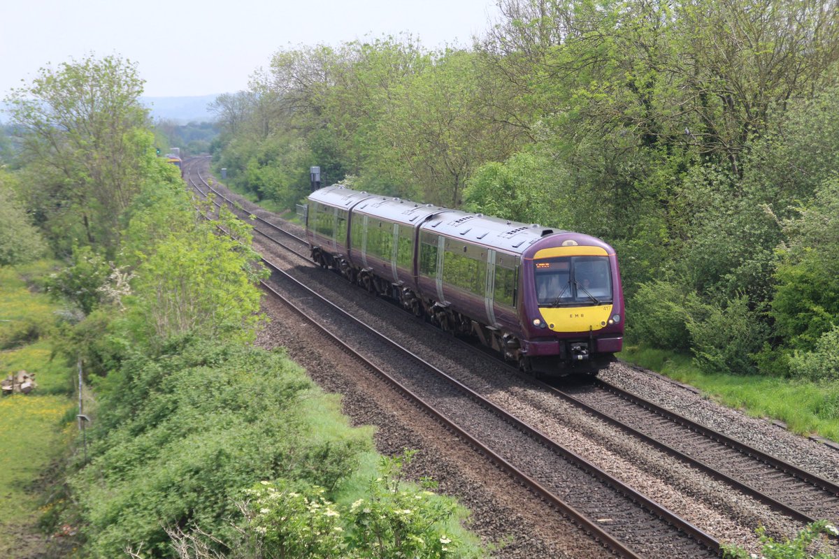 EMR class 170 No. 170417 passes Breaston as 1K65 Newark Castle to Crewe. 11th May 2024.