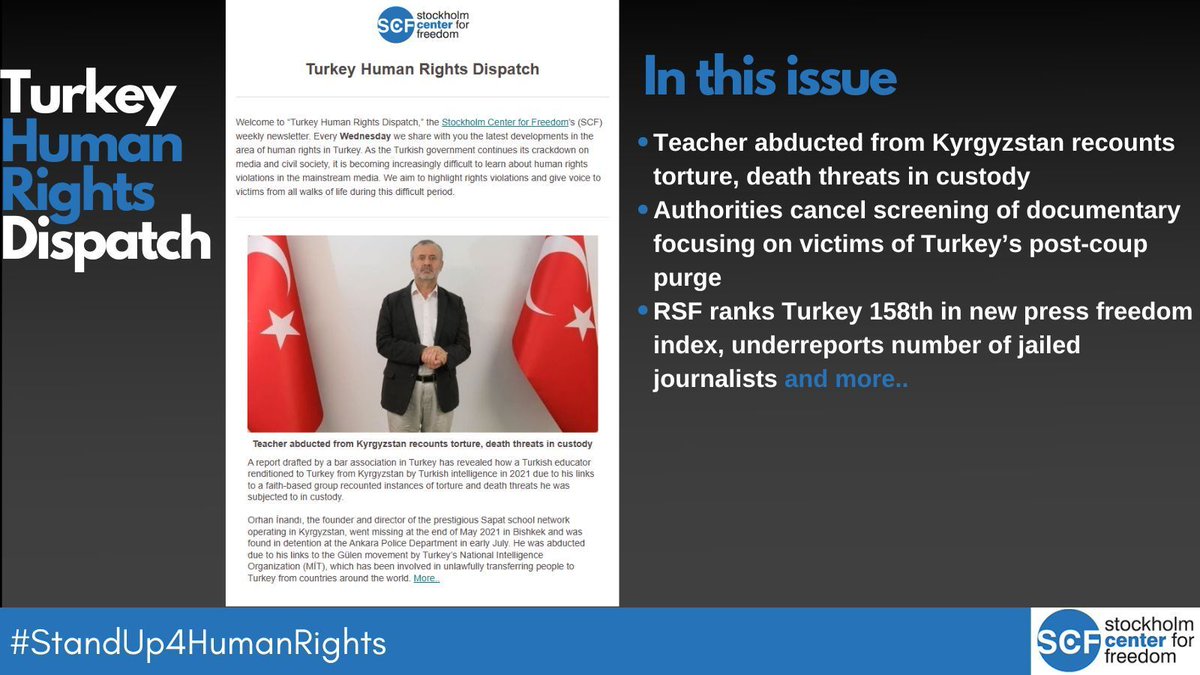 📣 The new issue of our weekly newsletter `Turkey Human Rights Dispatch` is out!
📖 You can read it at: buff.ly/3Ws0l2r  
📝Don't forget to subscribe buff.ly/42GU6sM
#StandUp4HumanRights