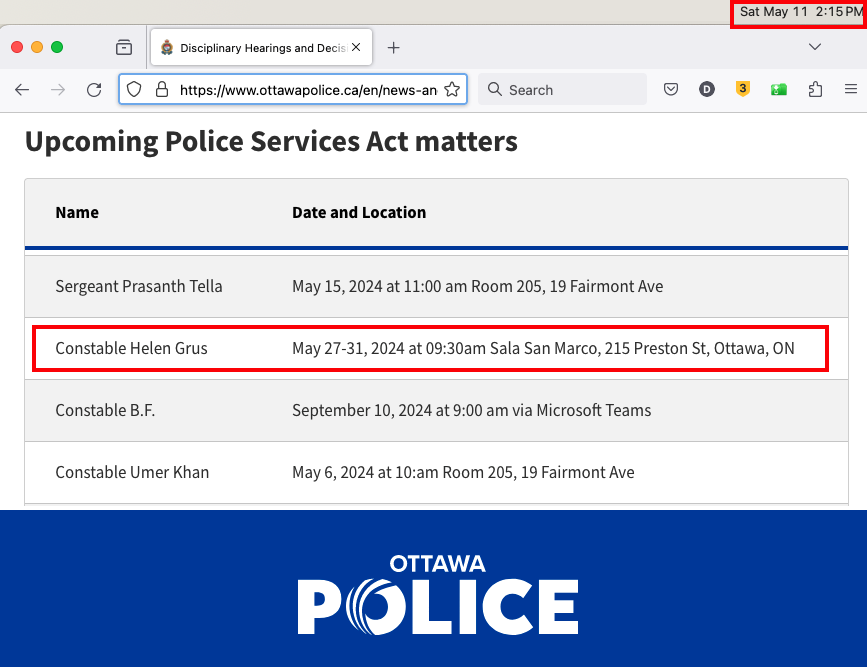 🚨BREAKING OTTAWA POLICE GRUS CASE🚨 Sources confirm that @OttawaPolice cancelled renting a larger venue for the Disciplinary Hearing for Detective Helen Grus. The hearing will remain at the tiny Kanata 20-seat boardroom. OPS Professional Standards Unit cancelled the conference