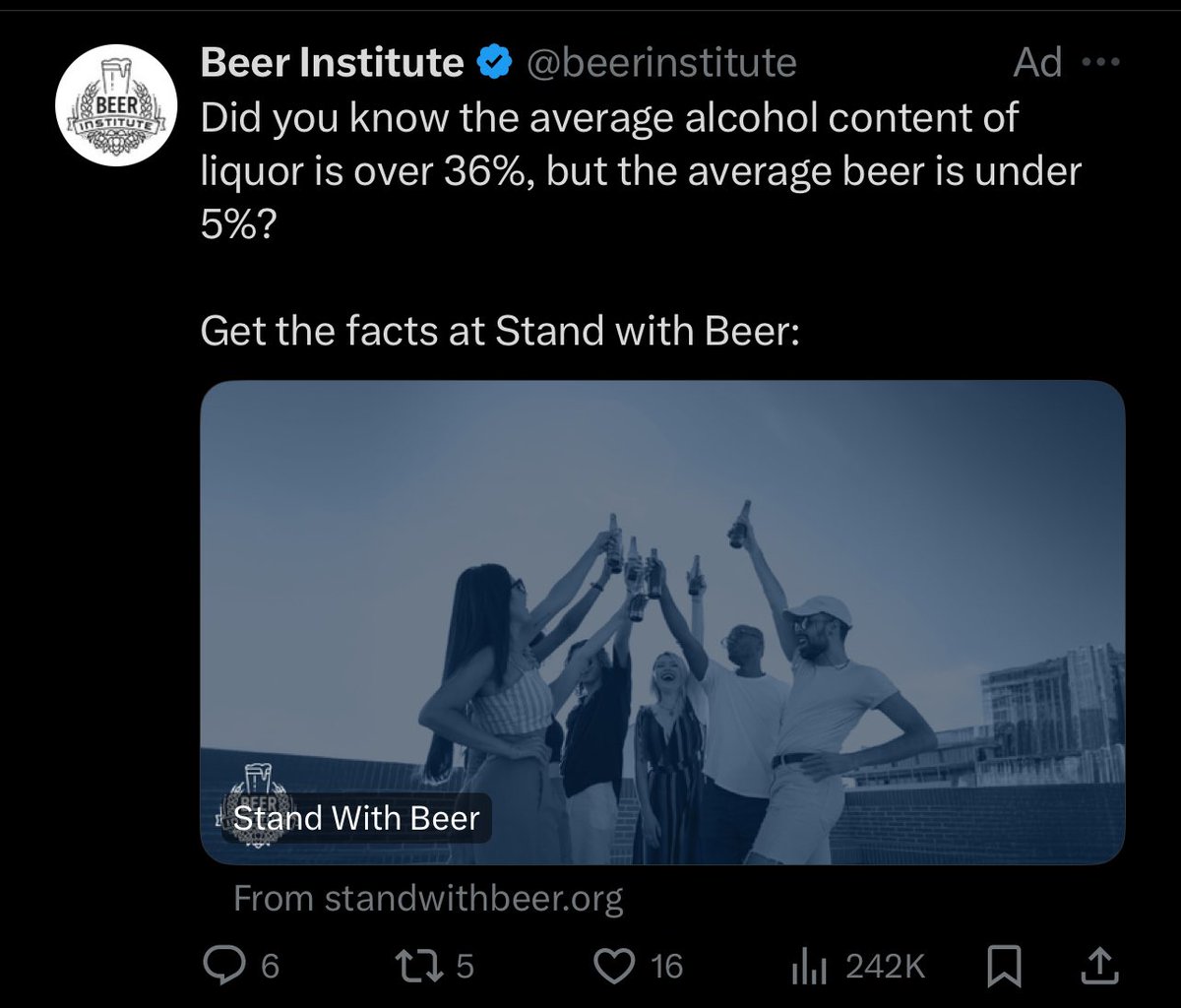 Not sure that’s a selling point, Beer Institute. Hire me, I will 10X your engagement overnight.