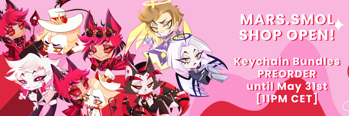 itsmarsmol's tweet photo. 📻MARS SHOP IS OFFICIALLY OPEN!🍎
You'll be able to PREORDER my keychains until May 31st [11pm CET] 

☆ Shipping worldwide
☆ Bundles options
☆ Check the link for more instructions

Shop link below!
#radioapple #appleradio #hazbinhotel https://t.co/l0OS49WYgJ