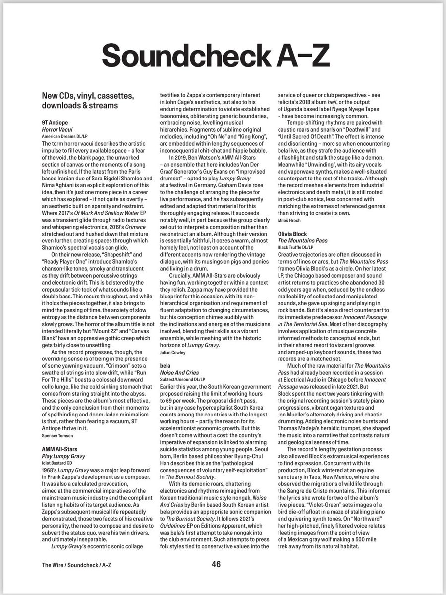 Horror Vacui on this edition of <a href="/thewiremagazine/">The Wire Magazine</a>❤️‍🔥 a pleasure as always… Thanks a lot for the kind words