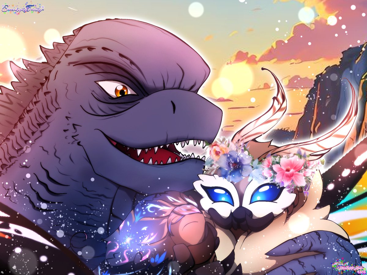 Happy Mother's Day y'all! Here's the special family photo, isn't it sweet? 😍💐🌟

#Godzilla #Mothra #OC #MothraAstra #MonsterVerse #HappyMother