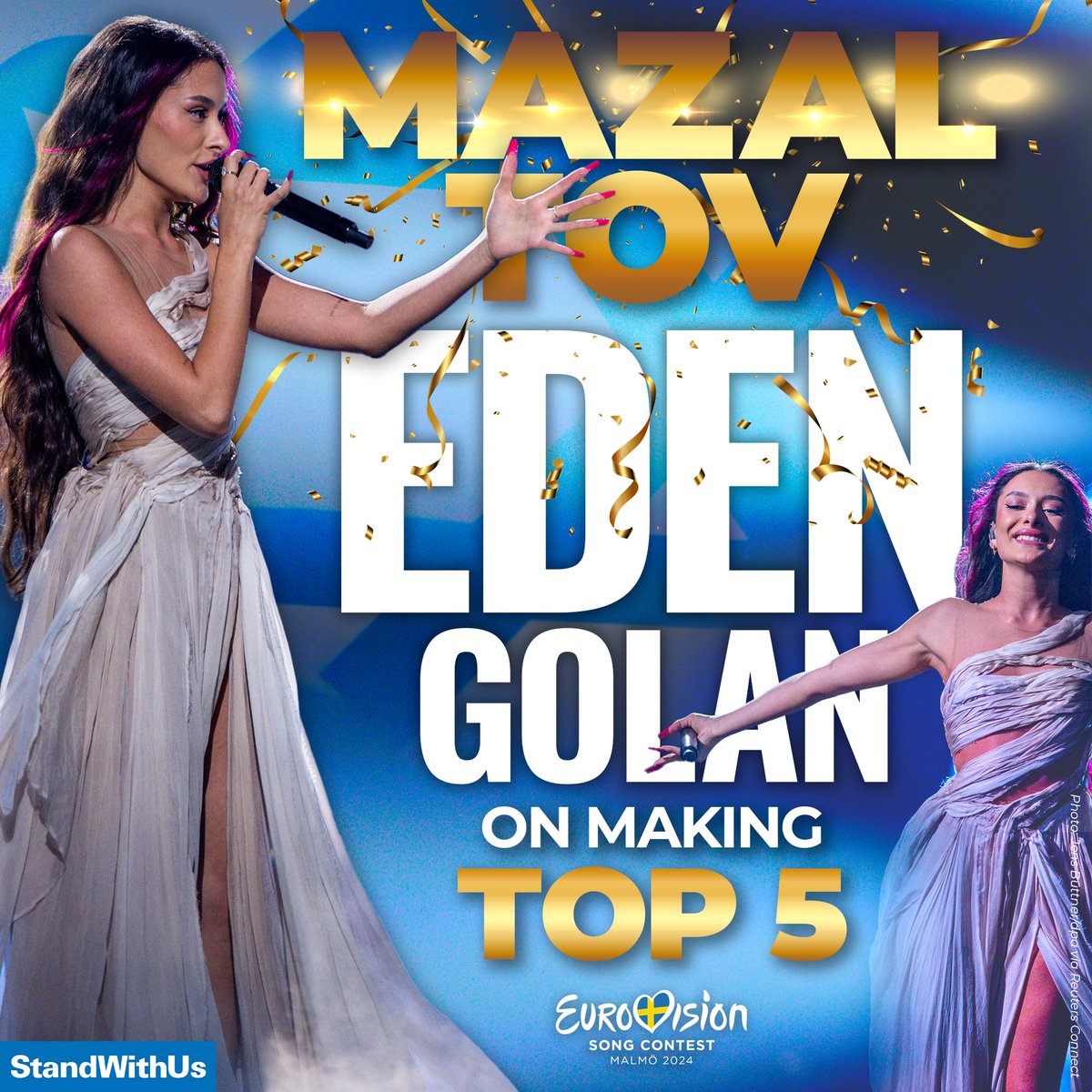 WOW! What a performance by Israel’s very own #EdenGolan ! Huge mazal tov Eden for taking 5th place in #Eurovision2024. For us, you will always be number 1. We are so proud of you! 🇮🇱