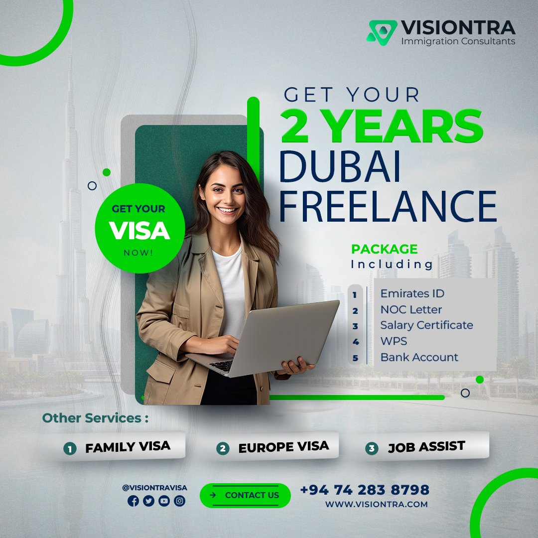 🇦🇪 Apply Now Dubai 2 Years Freelance Visa 

#VisiontraImmigration #GlobalOpportunities #indiavisitvisa #europejobs #europejobsinsrilanka #Srilankavisaagency #aftervisapayment #Visaagencyinsrilanka #Visiontra #bestvisaagencyinsrilanka #bestrecruitmentagency