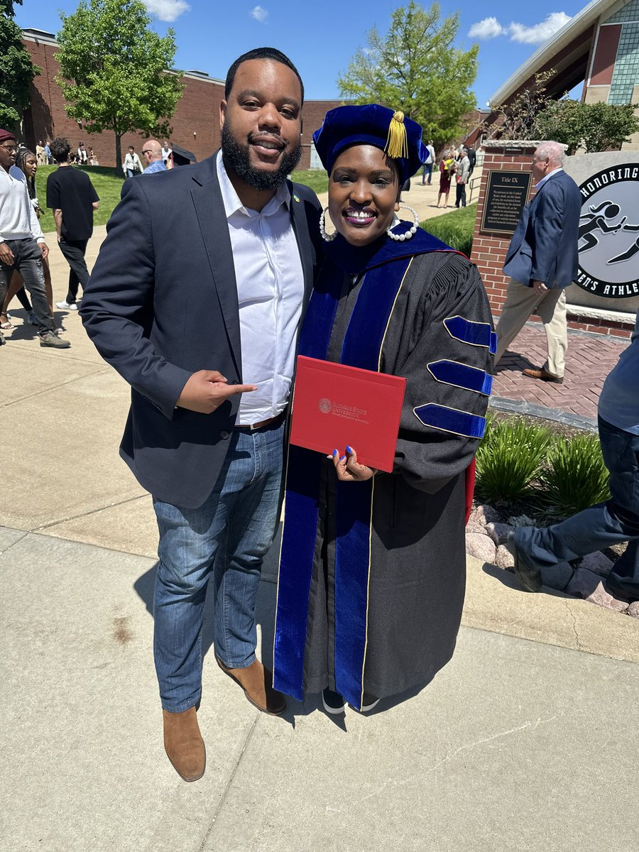 Is there a doctor in the house? 🎓😅 Congratulations to Drs. Donald Reed Rob Braswell & Keshia Mitchell on graduating with their PhD’s from @IllinoisStateU. Way to lead the way! Onward and Upward 🎓🎓🎓 @EAF_ISU @ISUGradSchool