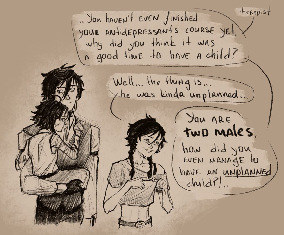 DPsicose's tweet photo. [war-au] #3

Imagine you left your patients for a month and they show up with a child 

#GenshinImpact #zhongven #zvx https://t.co/S1foFoMeHU