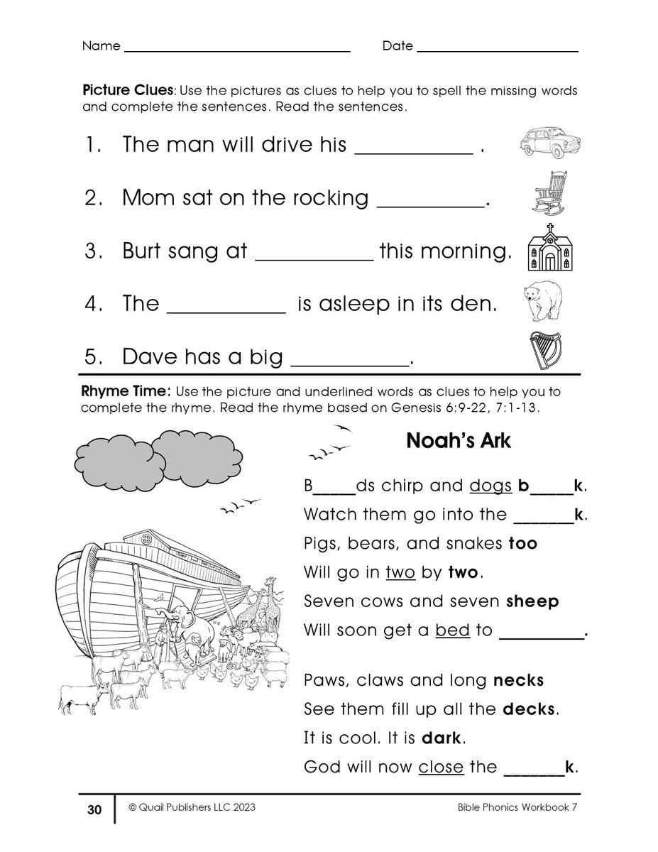 #Handwriting, #phonics, sentence building, #Bible stories and more in #BiblePhonics workbook 7. #Eurovision2024 #SummerSchool #kidmin #ESE #ESOL #Missionaries #ChurchPlanting #Literacy #kidlit  #SabbathSchool #China #Korea #India #Phillipines