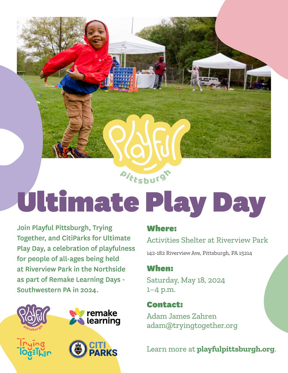 Let’s Play #Pittsburgh! We’re one week away from ULTIMATE PLAY DAY 2024 & we can’t wait to join the fun! Riverview Park Activities Building Saturday, May 18 1-4 PM Register HERE: ow.ly/13BX50Rcmuq