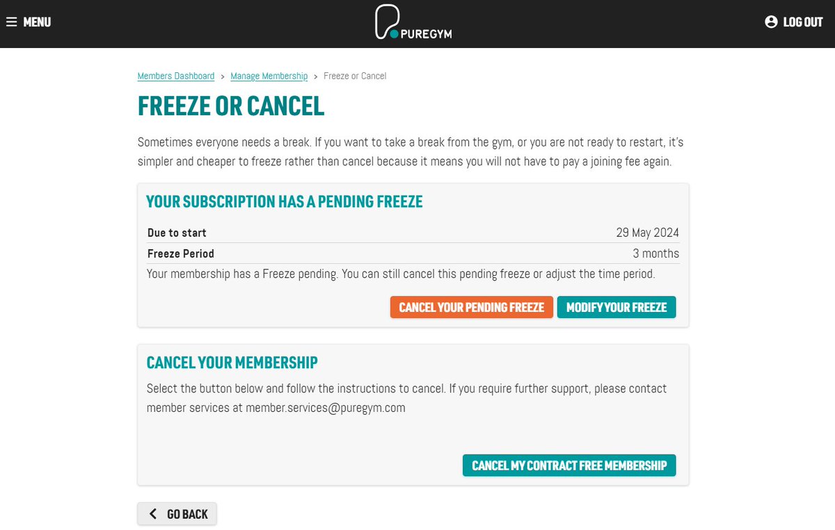 I froze my @PureGym membership a week ago for 3 months (to start on the 29th) because I will be abroad during that whole time but after what their CEO said, I'll join the hundreds in cancelling my membership and I'll go back to @TheGymGroup if there isn't any update on their
