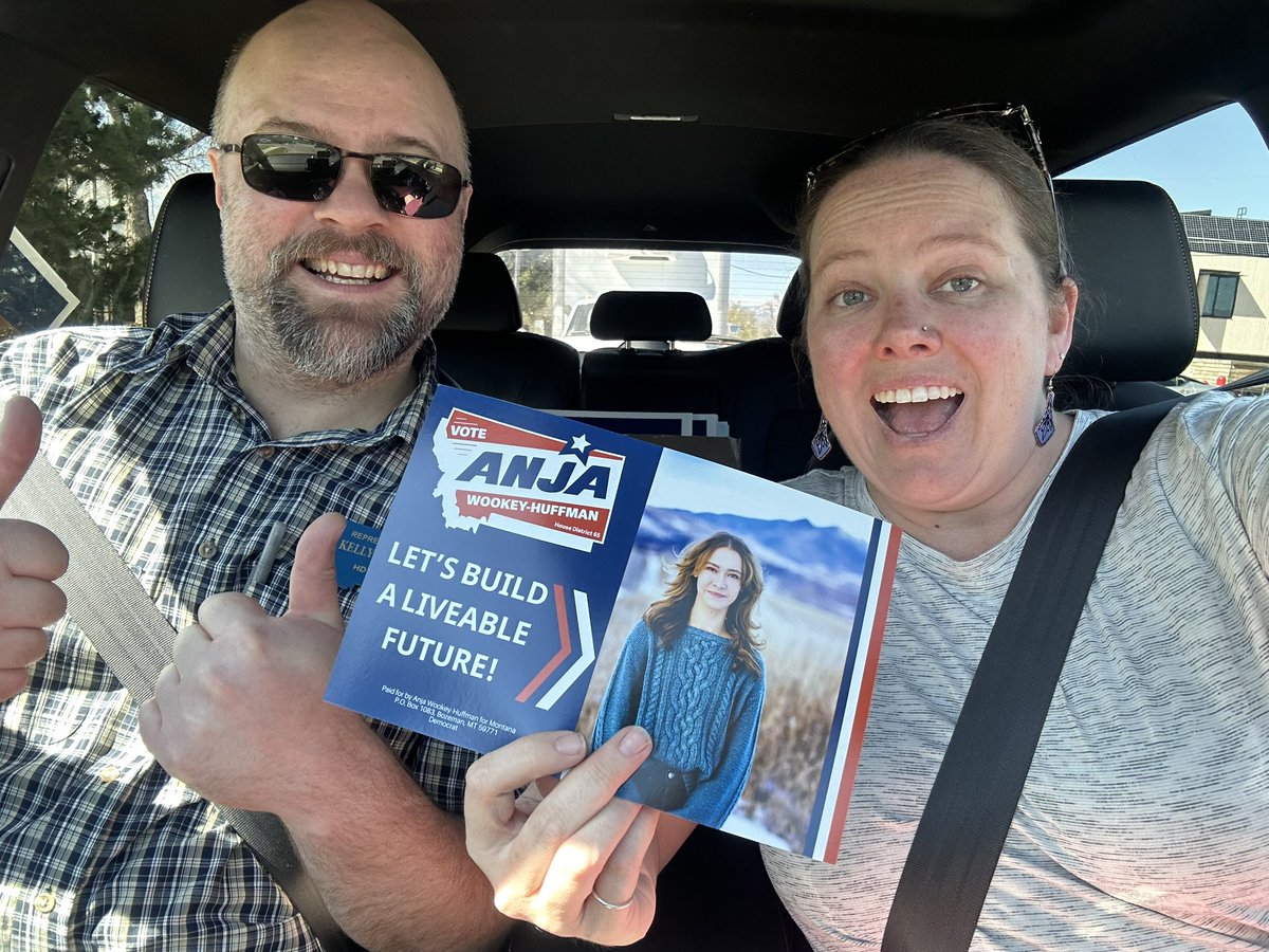 When you get to spend the afternoon with one of your favorite humans campaigning for another one of your favorite humans, you know you’re doing something right. Thanks @KellyKortum for making an impact in @AnjaForMontana’s campaign for #HD65. #AnjaForMontana #mtleg #mtpol