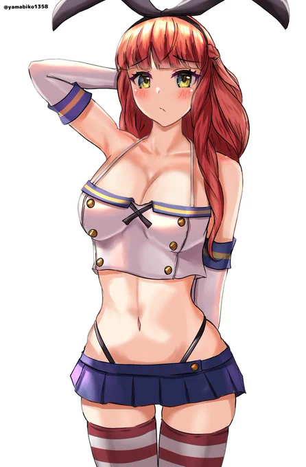 チューブトップ型の島風コスのデ・ロイテル#艦これ#艦これ版深夜の真剣お絵描き60分一本勝負#艦これ版真剣お絵描き60分一本勝負_20240511 