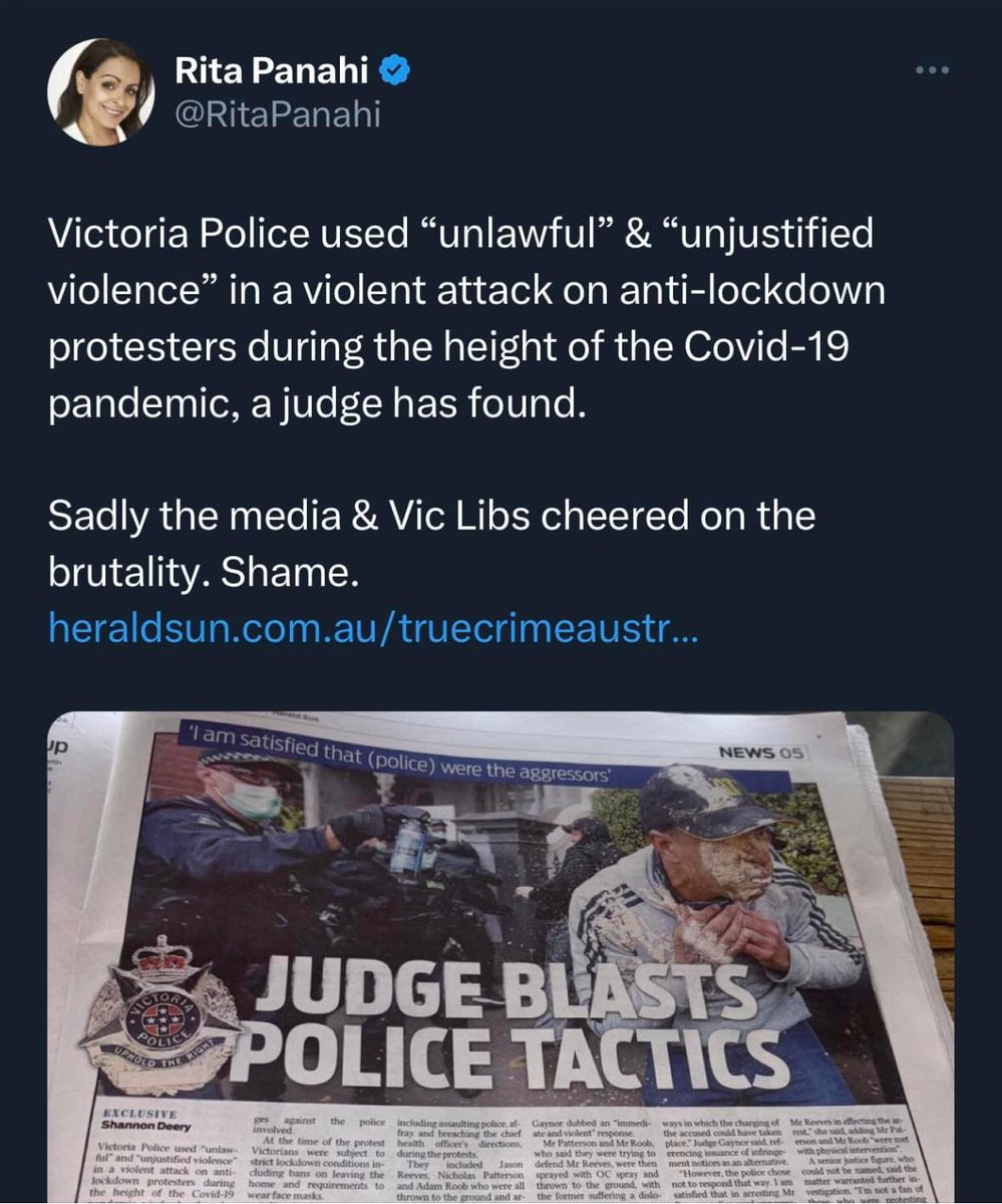 Some people apparently need to be told by a judge that firing rubber bullets on unarmed, fleeing Australians, strangling women, arresting women and putting them in solitary confinement, pepper spraying people who aren’t threatening the police, and fining people for leaving their