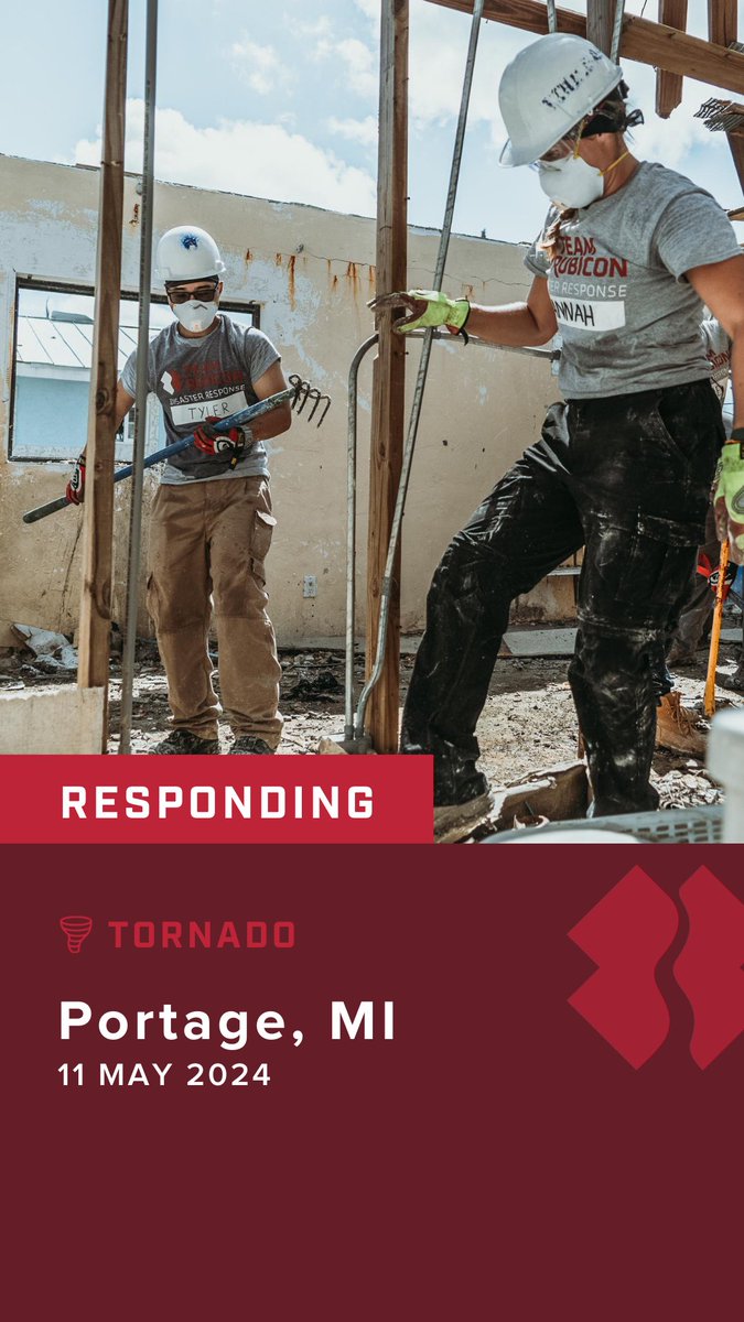 We have launched an operation to support Kalamazoo & Branch Counties after tornado strikes there.
#TornadoSeason
#TeamRubicon
#DisasterResponse