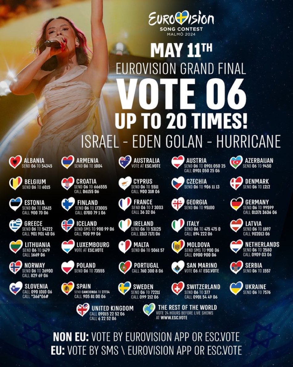 How pathetic these genocidal maniacs go to win a competition they shouldnt even be taking part in.  They had posts up encouraging fellow tossers to vote 20 times for Israel. #Israelliars #Eurovision2024