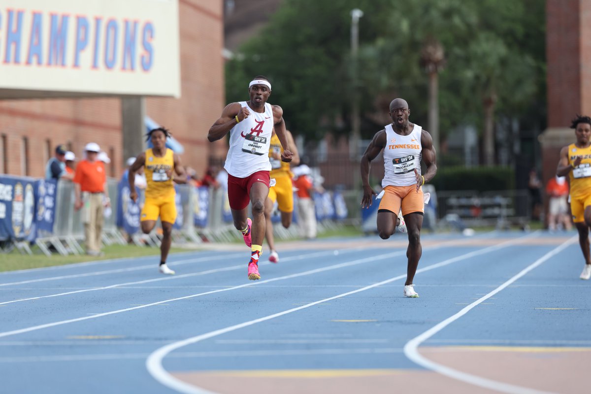 No. 6⃣ finish in the men's 4x100m with a 39.37👏 J. Rhetta, T. Orogot, J. Thomas, M. Weaver #RollTide