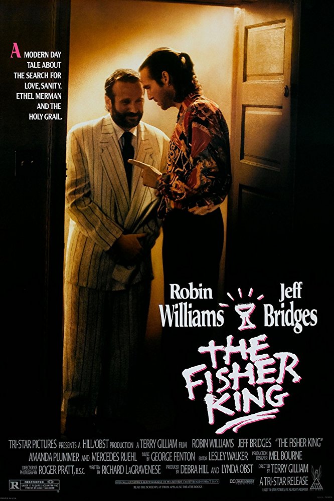 THE FISHER KING (1991) Jeff Bridges, Robin Williams, Mercedes Ruehl. Dir: Terry Gilliam 8:00p ET (5:00p PT) A radio DJ seeks redemption by helping a delusional homeless man. 2h 17m | Drama