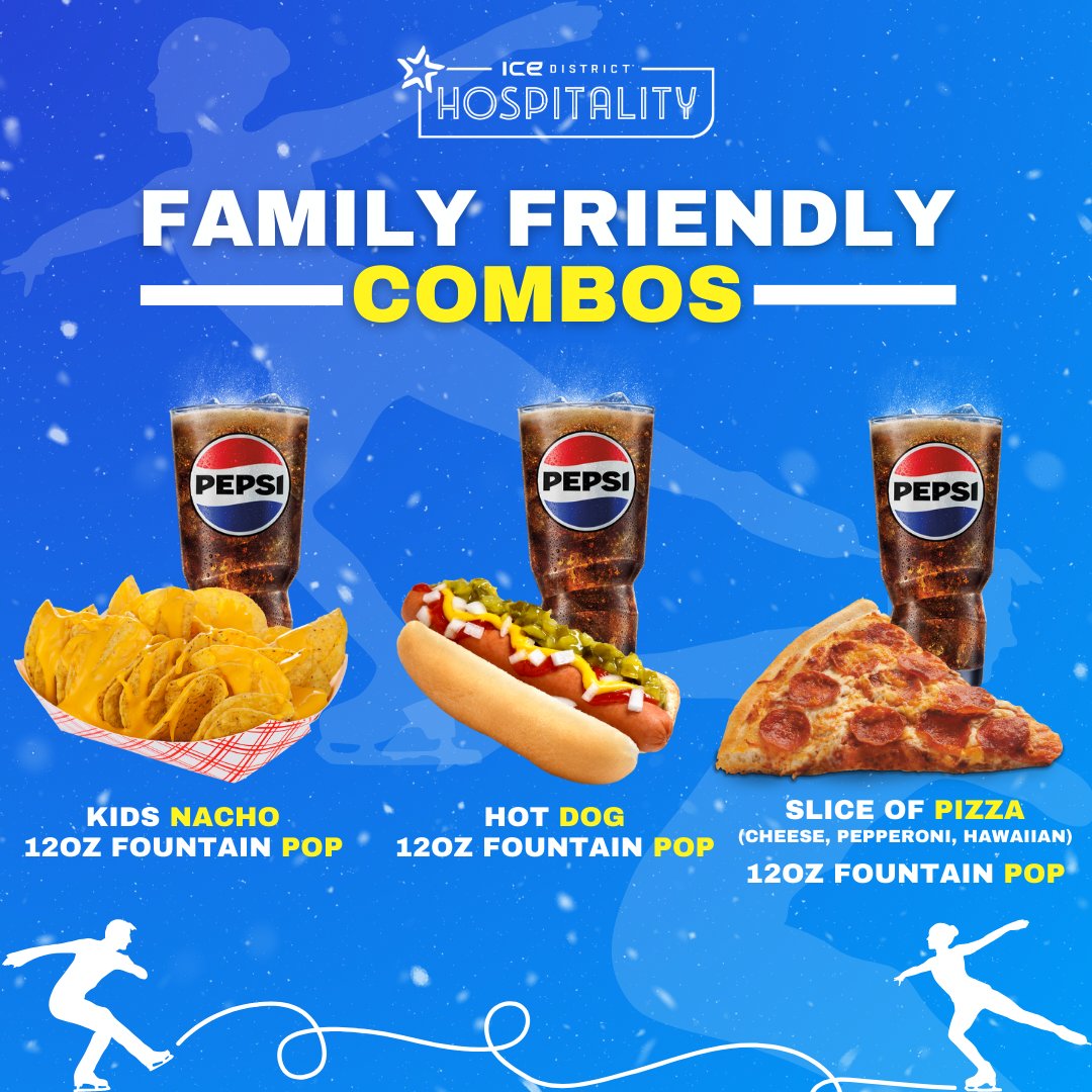🌭🍕 Hungry for a good time?? Discover family-friendly savings at Stars on Ice tonight with our featured kid’s combos! Each combo priced less than $13; Grab yours today!