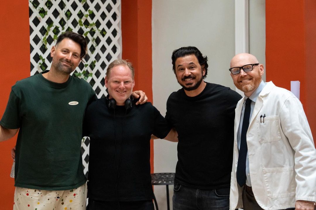 On the set of @DrugstoreJune with director @NickGoossen & producers @jordyfox @almadrigal & @billburr You can rent or buy the film now: tv.apple.com/us/movie/drugs… #ATCpresents #DrugstoreJune