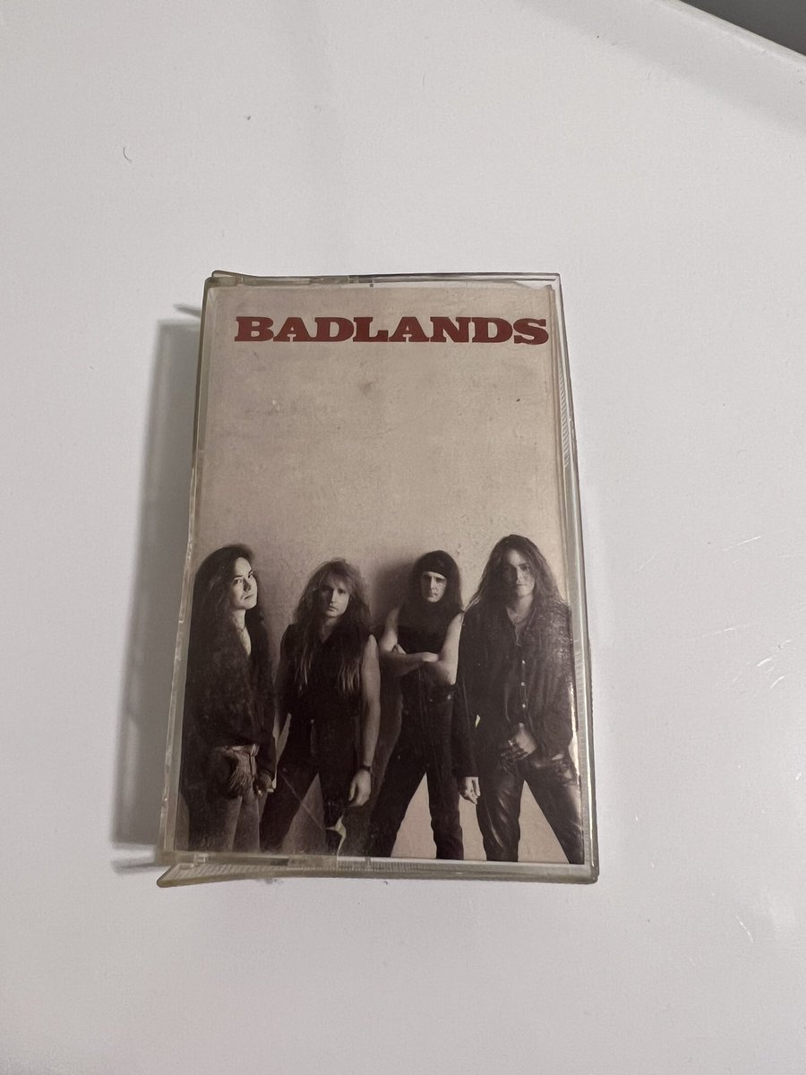 In celebration of Badlands’ debut being released today in ‘89 here is my cassette copy of it from then. The case is a little warped but the cassette is fine.