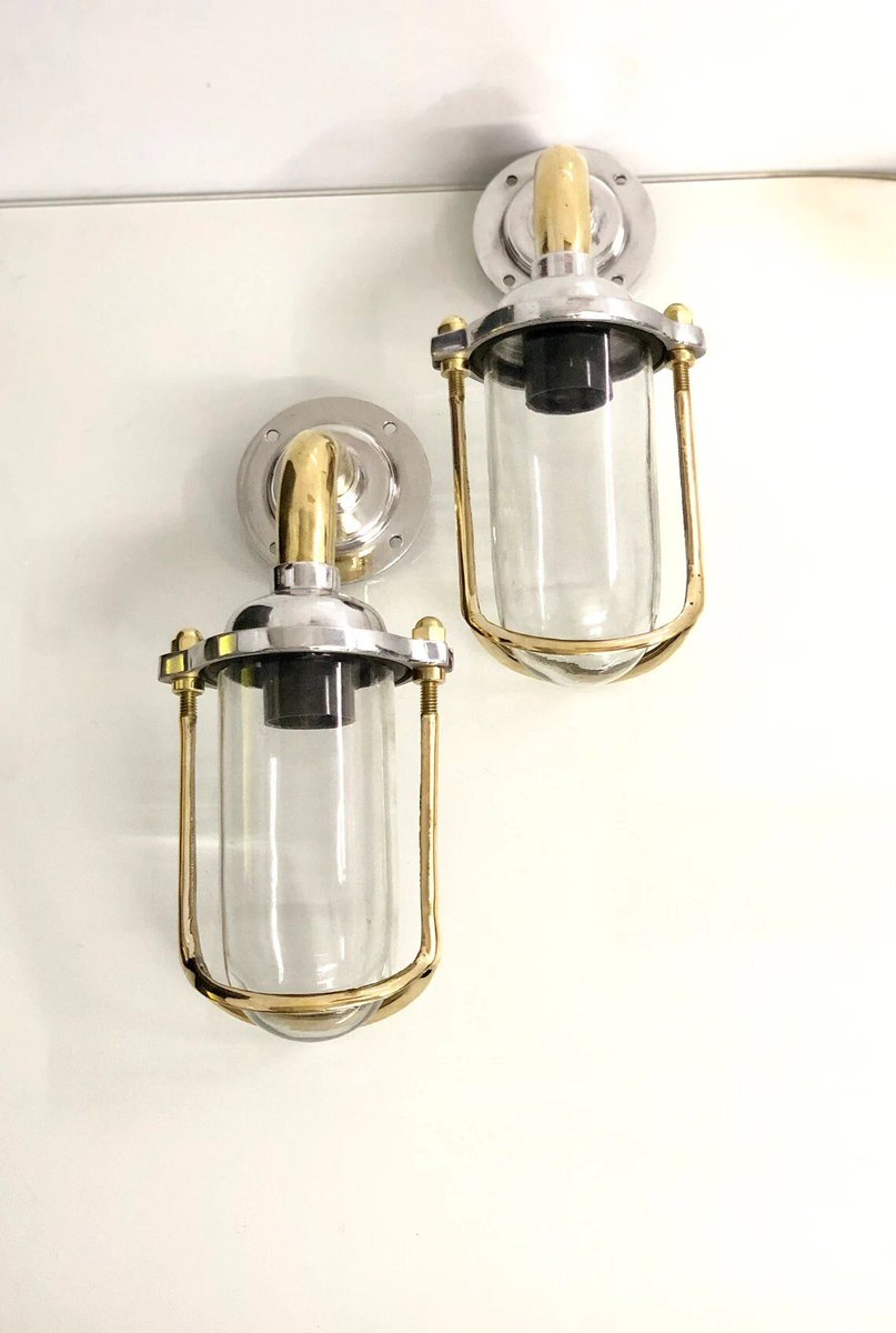 Excited to share the latest addition to my #etsy shop: Bathroom Design Aluminum and Brass Wall Sconce Antique Swan Light Fixture 2 Pieces etsy.me/3WAqegs #silver #housewarming #valentinesday #metalworking #gold #bedroom #midcentury #nauticallampshade #bulkheadlight