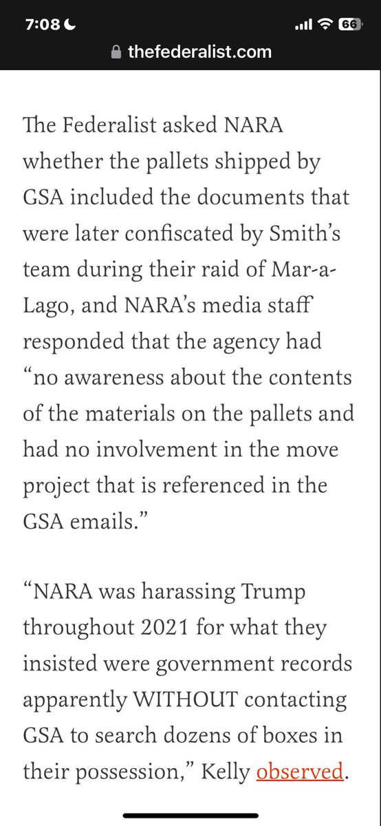 Brianna Lyman in a 4-30-24 federalist piece citing Julie Kelly - Kelly complains that NARA didn’t do a no-warrant search of Trump’s property stored in a GSA managed warehouse. 🤦 Everything looks like a conspiracy when you don’t know how anything works.