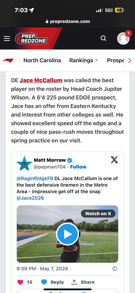Extremley greatful to @pepman704 for the write-up🙏🏾@704ragingbull @coachMBloom @Gm4Sports @CoachMyles5 @PrepRedzoneNC