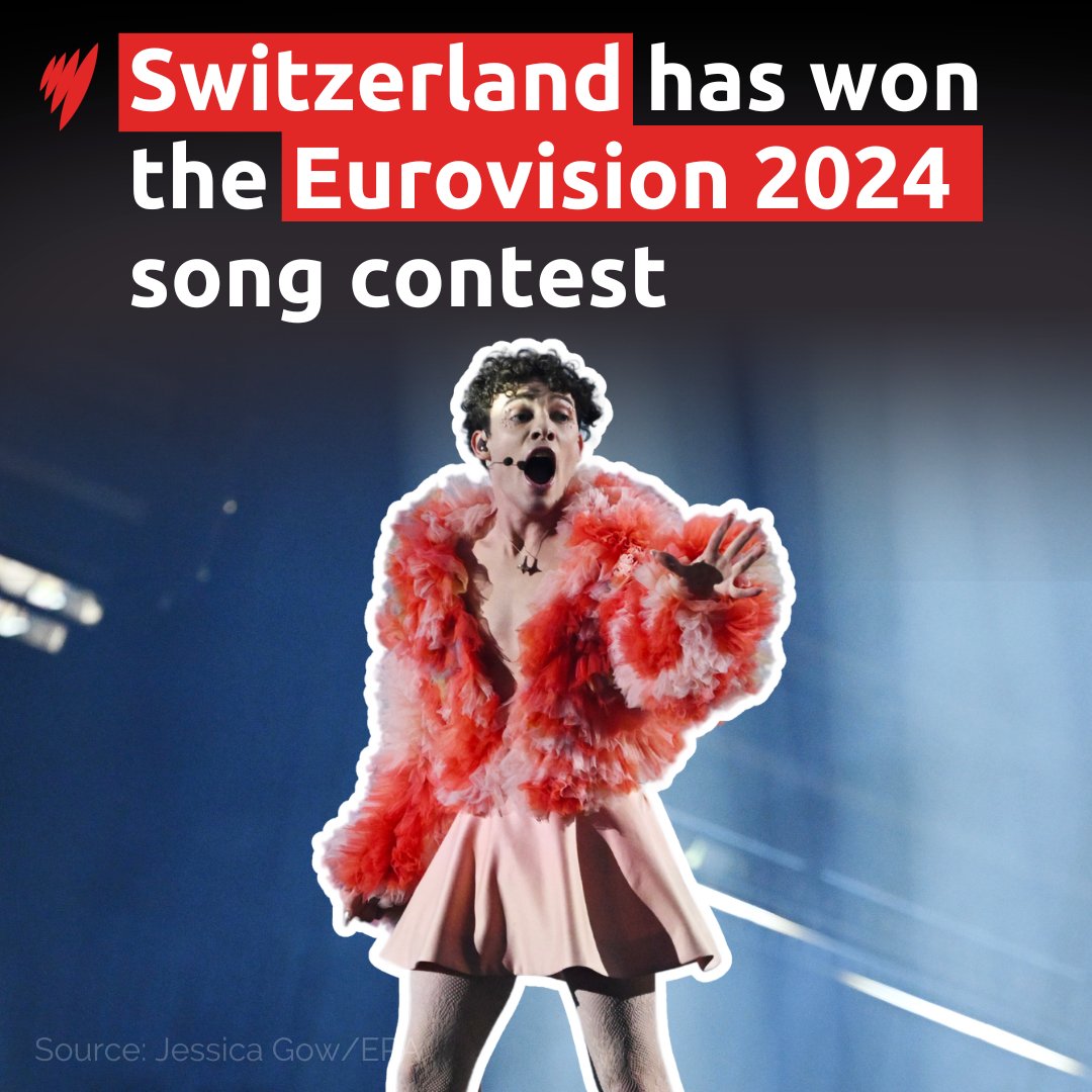 Switzerland has won the 68th Eurovision song contest. The country's entrant Nemo has triumphed in Malmö with their song The Code. Read more: trib.al/O0OuJIZ