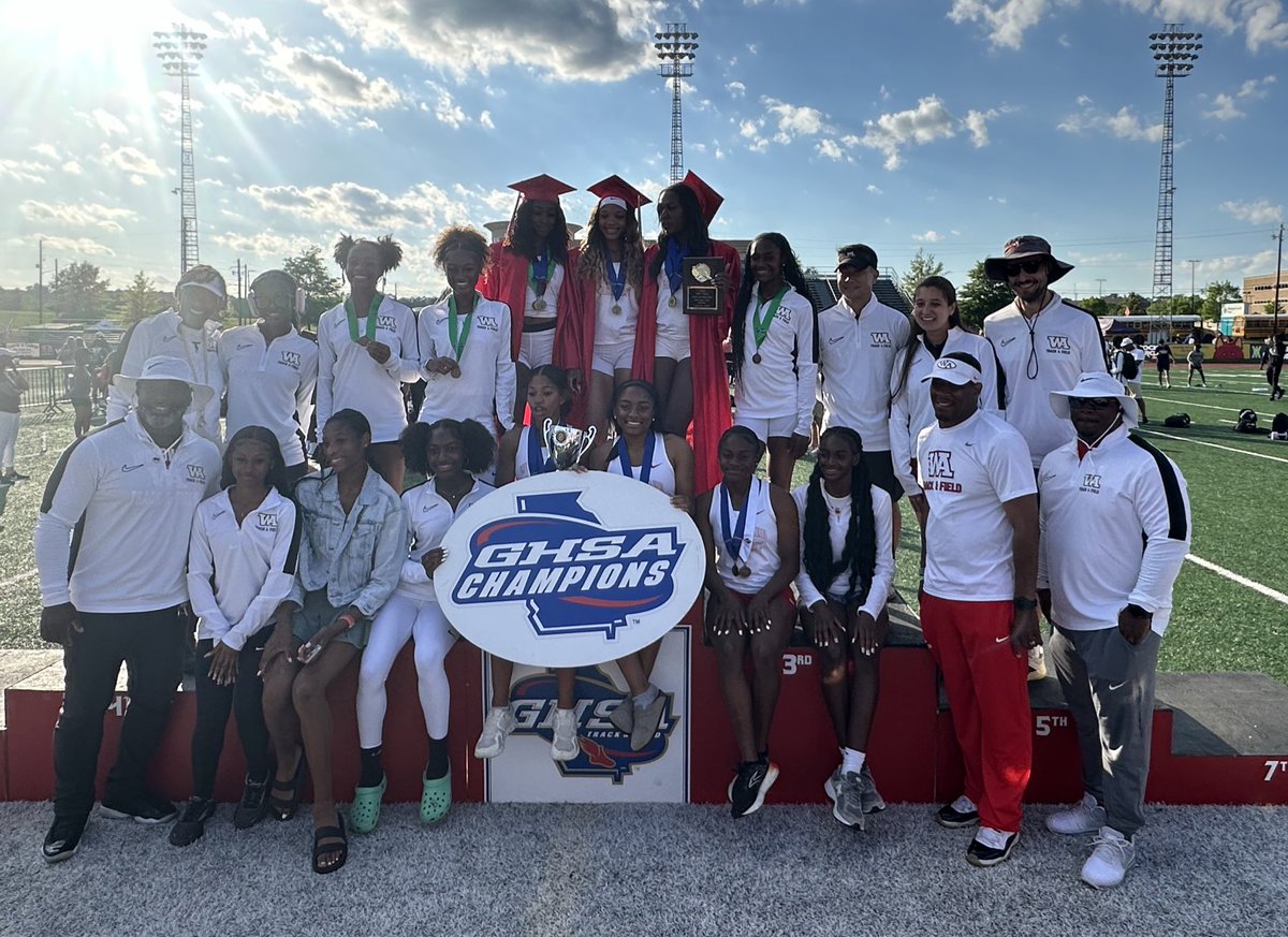 Congratulations to the girls varsity track and field team as they have won back-2-back @OfficialGHSA Track and Field 6A State Championships. They won the second championship, today in Rome, Ga scoring over 100 points. Well done coaches and athletes. We are proud of you. #WAPRIDE