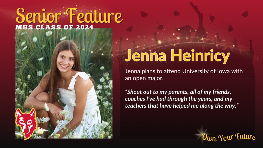 Congratulations to the Class of 2024! 🎓🌟
Jenna Heinricy is attending @UIowa with an open major. One of her fondest memories from her time at MHS was senior prom!
#MISDOwnYourFuture #WeAre2024