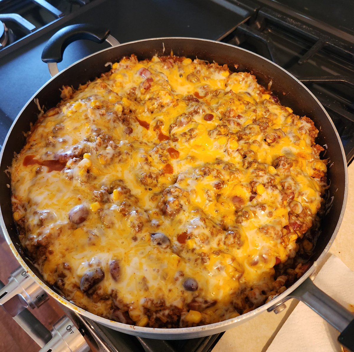 Simple but delicious dinner tonight. I call it chili skillet. Good stuff. #YourUncleRogCooks