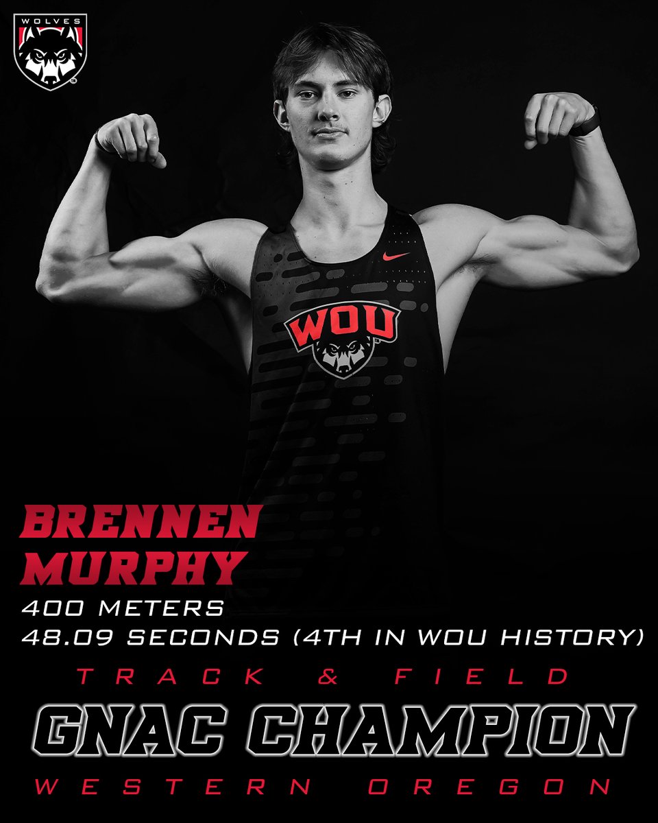 The freshman Brennen Murphy takes home the 400 title with a PR of 48.09 seconds - the fourth-fastest time in WOU history. Yes ... just a freshman.