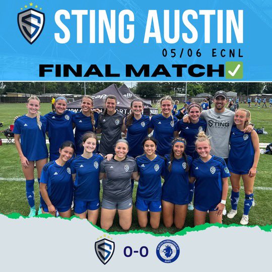 Sting Austin 05/06 ECNL U18/U19 (@stingaustin06) on Twitter photo The team played hard to the very last minute of the last match of the season and earned a draw vs. a good <a href="/AHFC06ECNL/">Albion U18G ECNL (2005/2006)</a> team. It’s the last game with <a href="/sting_austin/">Sting Austin</a> for many, so it’s bittersweet. But their time together has prepared them for any challenge ahead. Good luck to all. 💙 The team played hard to the very last minute of the last match of the season and earned a draw vs. a good <a href="/AHFC06ECNL/">Albion U18G ECNL (2005/2006)</a> team. It’s the last game with <a href="/sting_austin/">Sting Austin</a> for many, so it’s bittersweet. But their time together has prepared them for any challenge ahead. Good luck to all. 💙