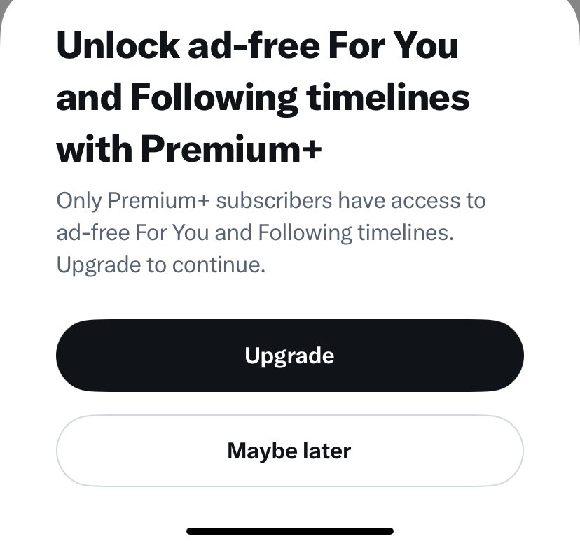 I always click “Maybe Later”, but of course I mean “Not a Fucken Chance!” Advertisers supporting Musk get zero support from me 🫵