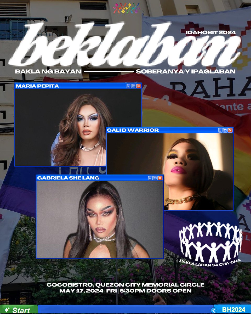Bahaghari_PH's tweet photo. See you on May 17 to support amazing queer artists that prepared songs, poetry, and of course β drag! (don't forget to tip our queens!!!)
π CocoBistro, Quezon Memorial Cicrle | Doors Open at 5:30PM
π100PHP only for pre-registered
π120PHP for walk-ins
#BEKLABAN
#IDAHOBIT2024 https://t.co/5USchqQsAG