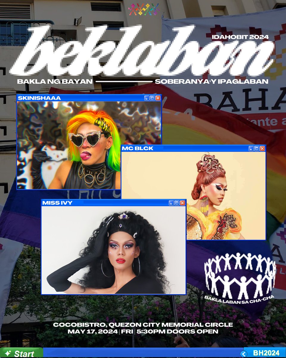 Bahaghari_PH's tweet photo. See you on May 17 to support amazing queer artists that prepared songs, poetry, and of course β drag! (don't forget to tip our queens!!!)
π CocoBistro, Quezon Memorial Cicrle | Doors Open at 5:30PM
π100PHP only for pre-registered
π120PHP for walk-ins
#BEKLABAN
#IDAHOBIT2024 https://t.co/5USchqQsAG
