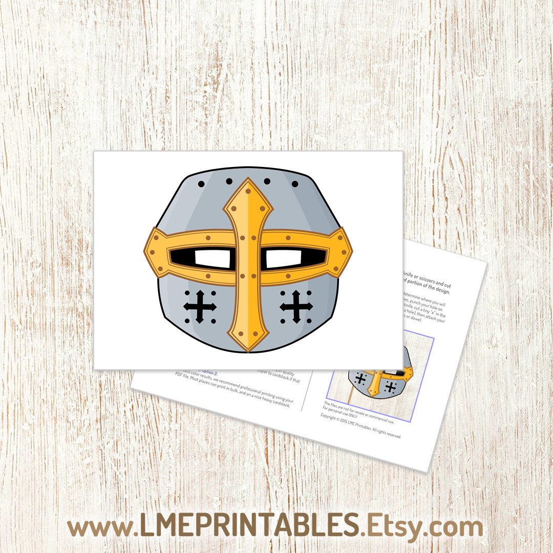 Medieval Helmet Mask Printable Halloween Knight Templar Crusader Costume Party Favor Craft Kid Adult Child Kindergarten Crown Paper Birthday etsy.me/4bvCCCH via @Etsy #medievalhelmetforkids #helmetsforkids #partygames #medievalpartytheme #partyfavor  #activitybook #masks