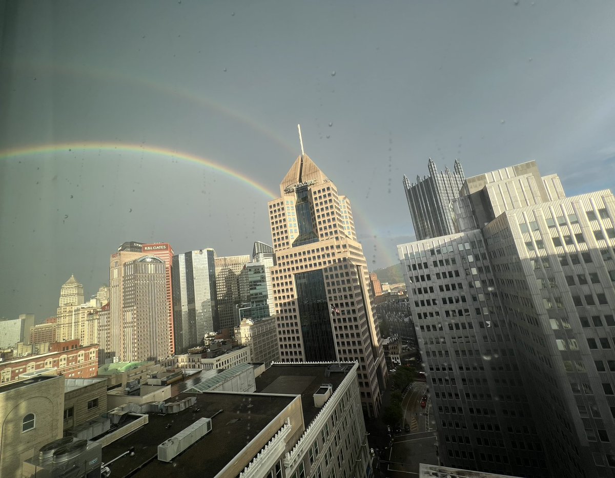 A double rainbow in downtown Pittsburgh!